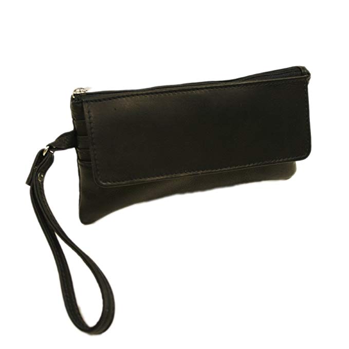 Piel Leather Flap-Over Wristlet, Black, One Size