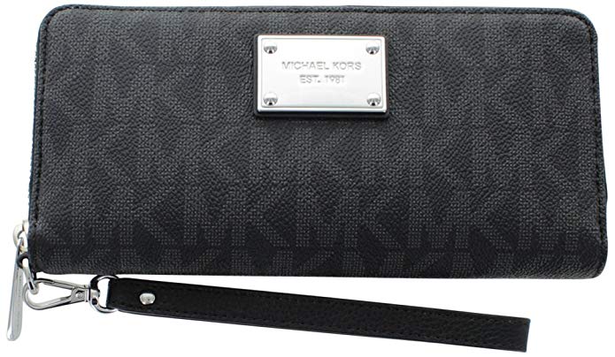 Michael Kors Women's Jet Set Travel Logo Continental Leather Wallet Baguette