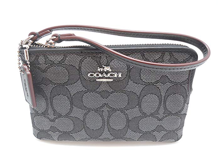 Coach C Signature Logo Wristlet Hand Bag Purse Outline Smoke Gray Black