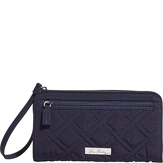 Vera Bradley Womens Quilted Zip Around Wristlet Wallet Navy O/S