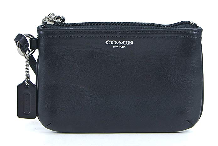 Coach Leather Small Wristlet Clutch Black 2 Wallet Purse48689B-SV LJ