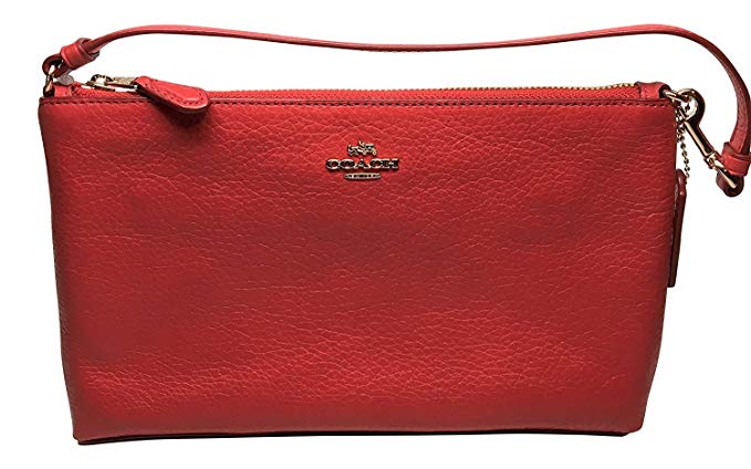 Coach Pebbled Leather Large Wristlet 25 True Red F12185