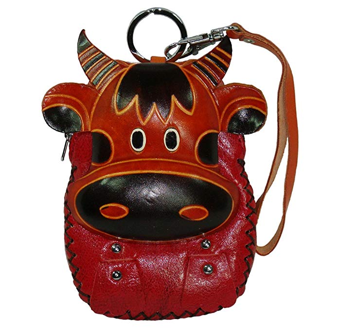 The Unique Design, Genuine Leather Wristlet Change Purse, a Cow Pattern Design