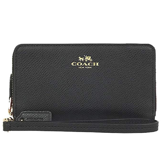 Coach Crossgrain Leather Double Zip Phone Wristlet 53141 Black