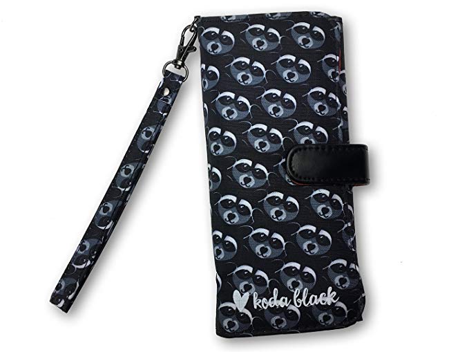 koda black printed women's wristlet wallet