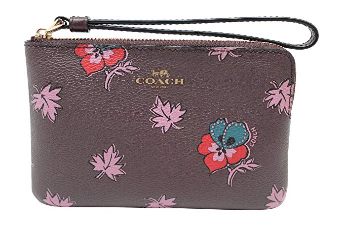 Coach Wildflower Print Corner Zip Wristlet