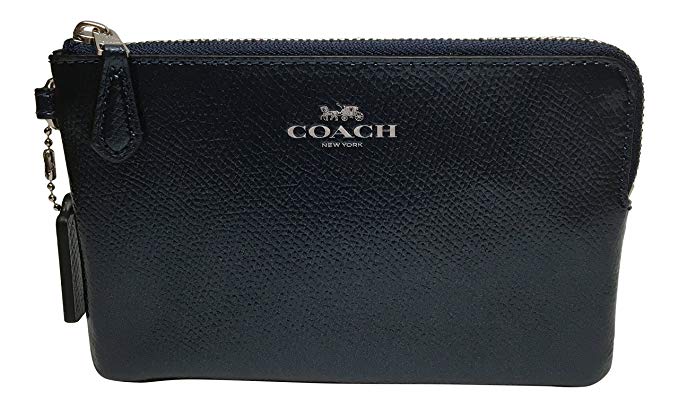 Coach Crossgrain Corner Zip Wristlet Metallic Midnight Blue F54626