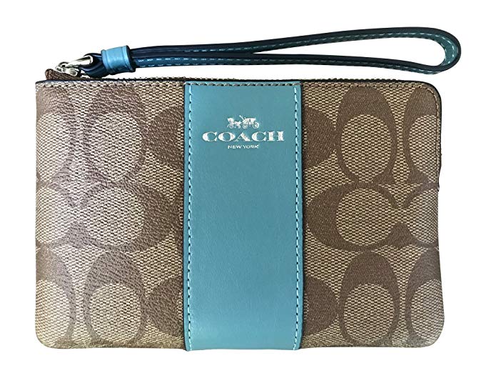 Coach Signature PVC Leather Corner Zip Wristlet