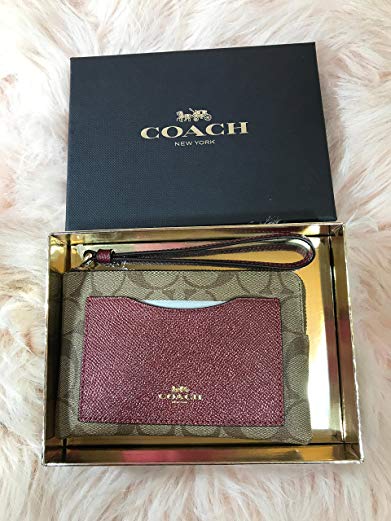 Coach Corner Zip Wristlet With Metallic Colorblock Gift Box Set