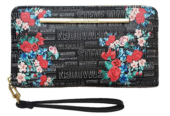 Steve Madden BZippf Zip-Around Wallet/Wristlet - Black Floral