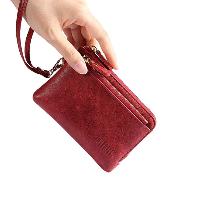 Womens Wallet Soft Leather Zipper Clutch Hand Purse Mini Wristlet Organizer Ladies
