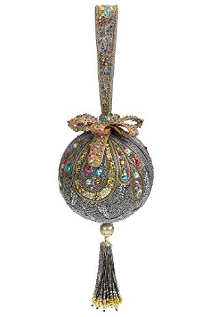 Mary Frances Adornment Hand Beaded Jeweled 3D Ribbon Christmas Holiday Ornament Handbag Wristlet